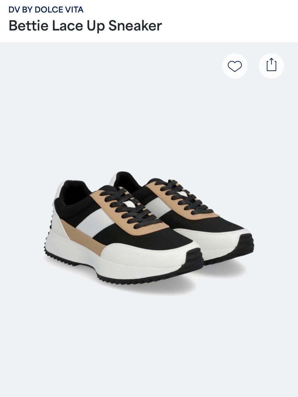 DV by Dolce Vita Bettie Lace-Up Sneaker — Black, White & Tan